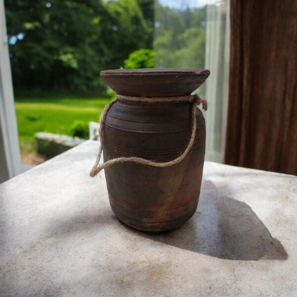 Vintage acacia wood vase option 1