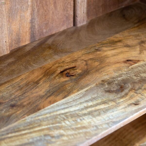 A wooden table with some wood grain on it