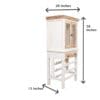 A white cabinet with two doors and a shelf.