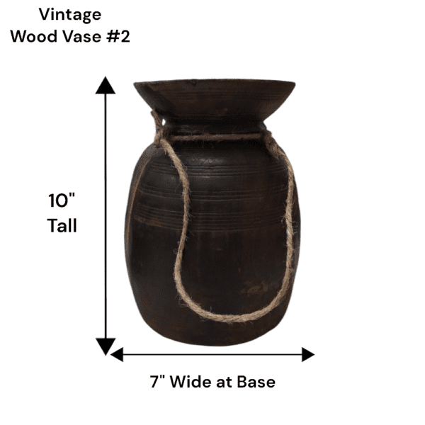 Hand-crafted vintage acacia wood vase