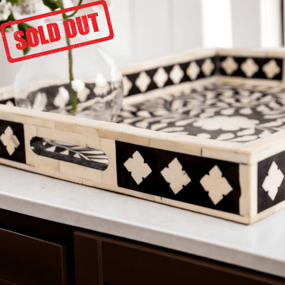 black and white floral tray sold out