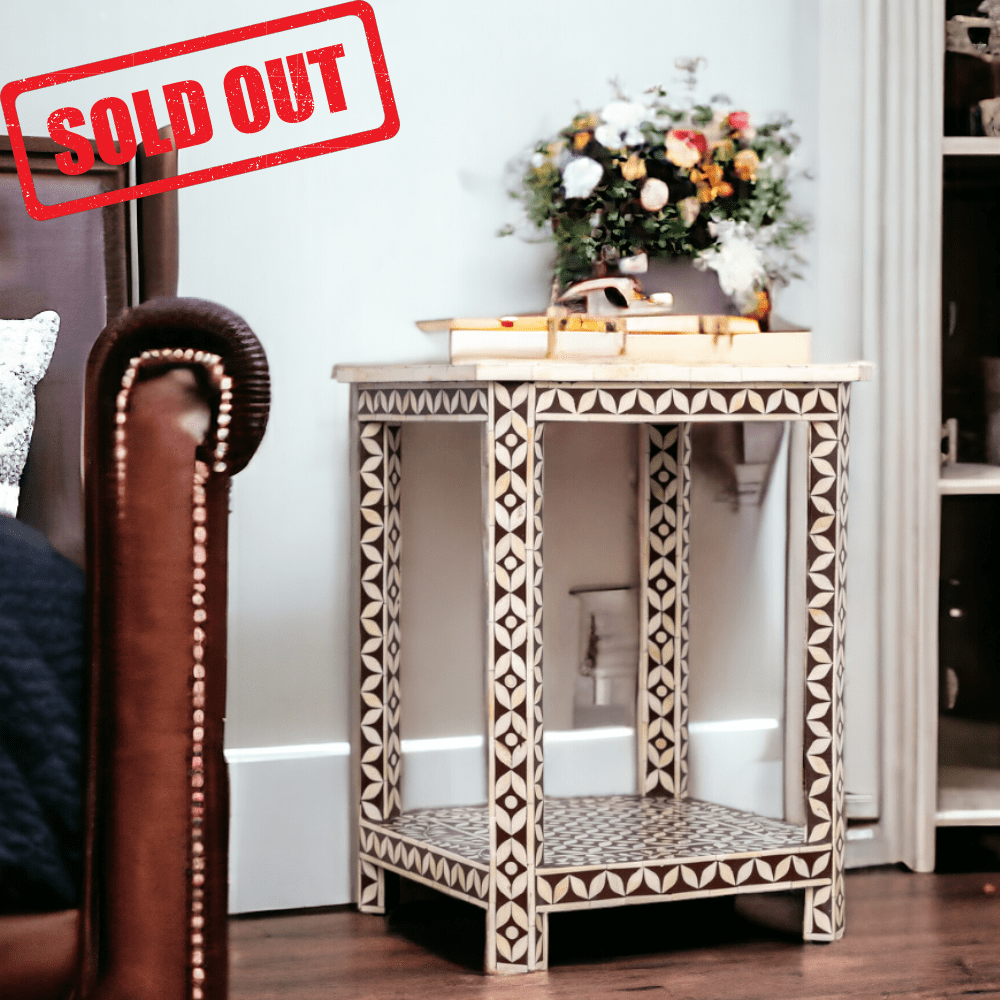 Brown inlay side table - sold out