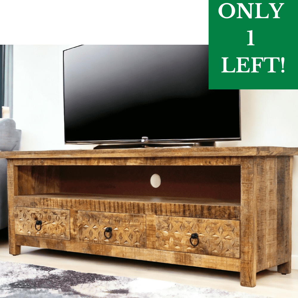 natural wood tv unit one left in stock