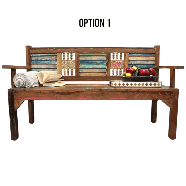 Option 1 Reclaimed wood bench on a white background