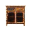 hand-crafted reclaimed wood buffet cabinet on a white background