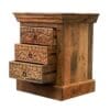 Natural Wood Nightstand Intricate Hand Carved 3 Drawers - Image 6