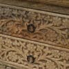 Natural Wood Nightstand Intricate Hand Carved 3 Drawers - Image 7