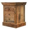 Natural Wood Nightstand Intricate Hand Carved 3 Drawers - Image 5