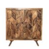 Unique Herringbone Design Hand-crafted Wood 2 Door Cabinet - Image 5