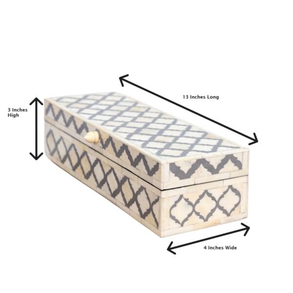 A box with a geometric design on it.