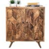 Unique Herringbone Design Hand-crafted Wood 2 Door Cabinet - Image 2