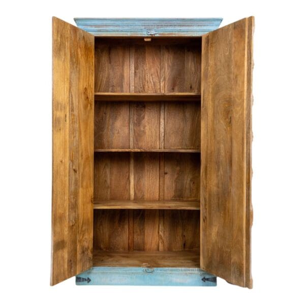 reclaimed wood armoire on a white background