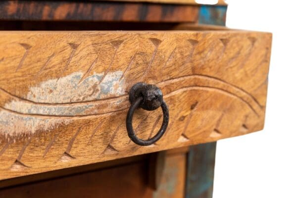 reclaimed wood nightstand on a white background