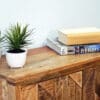 Unique Herringbone Design Hand-crafted Wood 2 Door Cabinet - Image 3