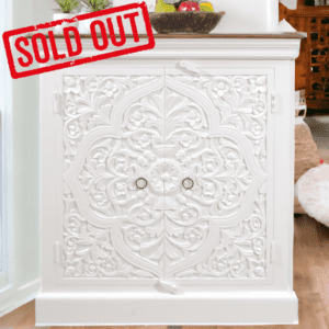 White hand-carved cabinet - currently out of stock