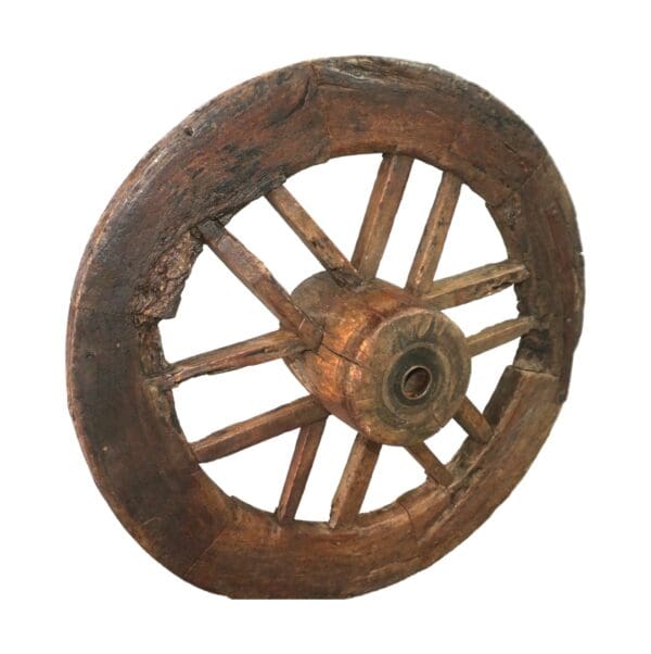 vintage oxcart wheel