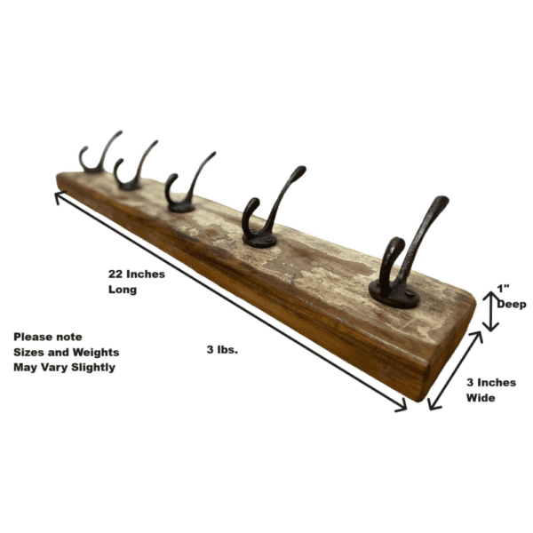 sized picture of 5-hook coat rack on a white background