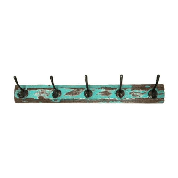 option 3 5-hook coat rack in reclaimed wood on a white background