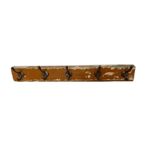 option 4 5-hook coat rack in reclaimed wood on WHITE BACKGROUND