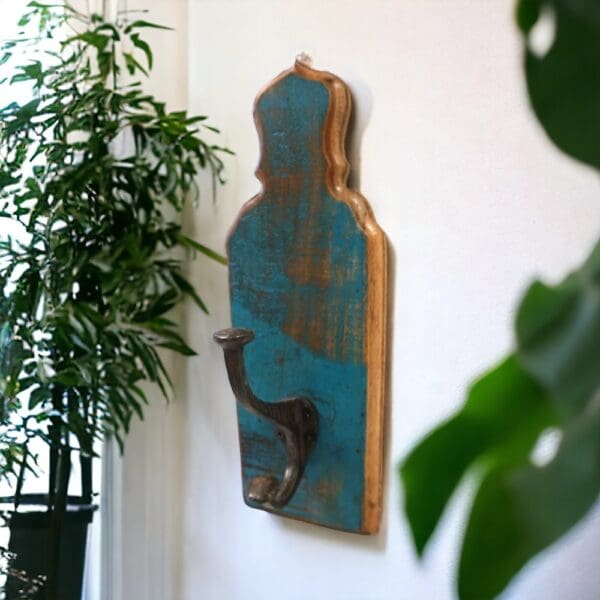 Single hook, reclaimed wood coat hook.