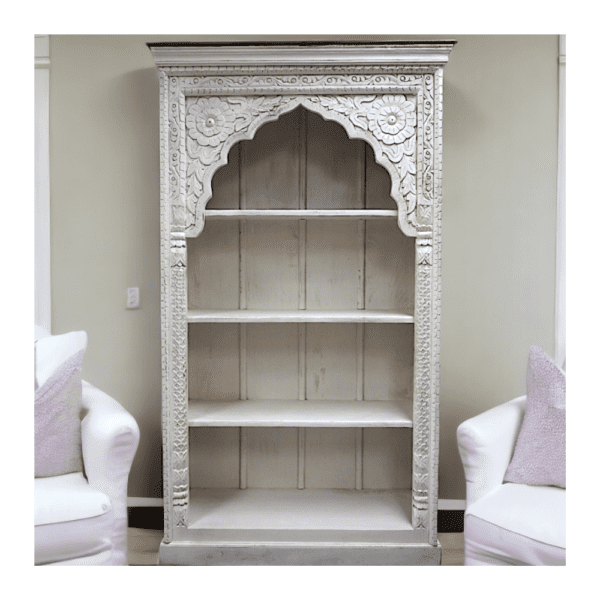 Mango wood bookcase in whitewash