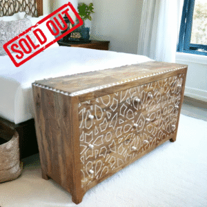 Chest of Drawers with Geometric Hand-Carved Detail