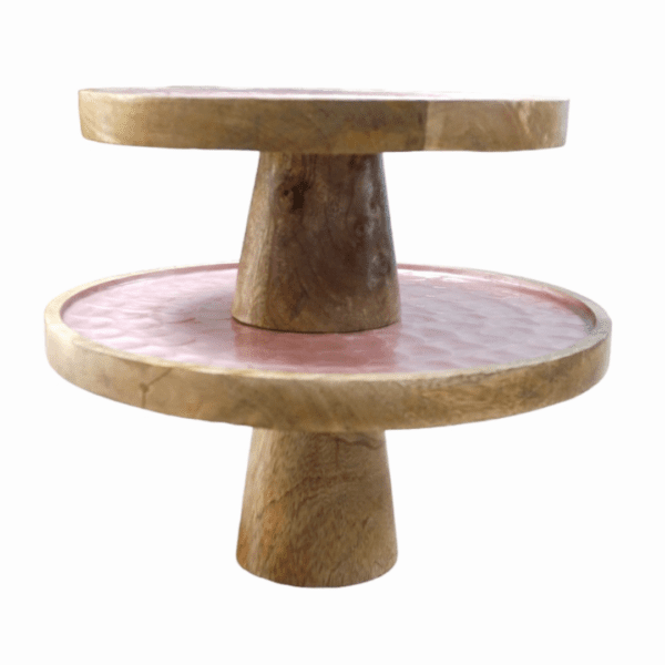 set of 2 cake stands 1x12", 1x10" stacked on top of each other on a white background