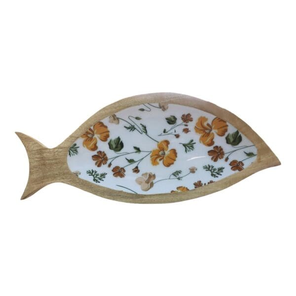 Hand-crafted Fish Dish Solid Wood with Charming Fall Enamel - Image 4