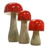 Hand-crafted Whimsical Wooden Mushrooms Set of 3 Red - Image 8
