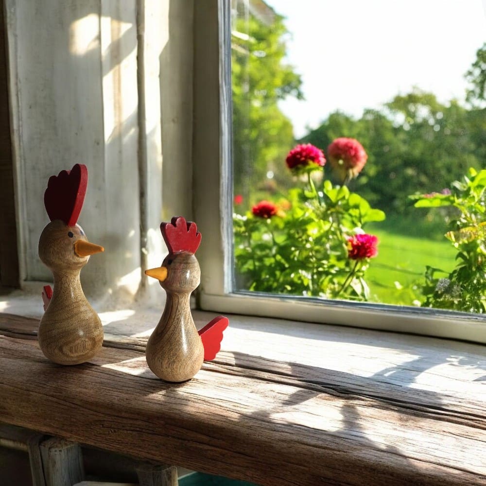 Set of 2 wooden chicks