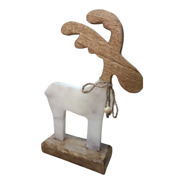 Hand-crafted Set of Two Marble and Wood Reindeer - Image 4