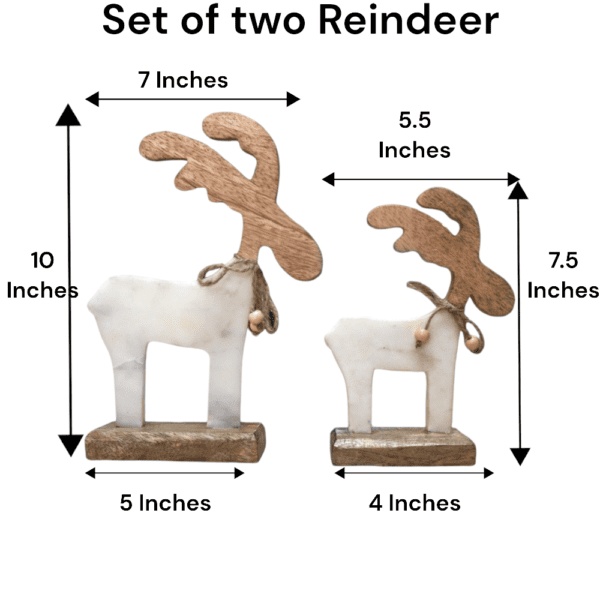 Set of two reindeer showing the sizes