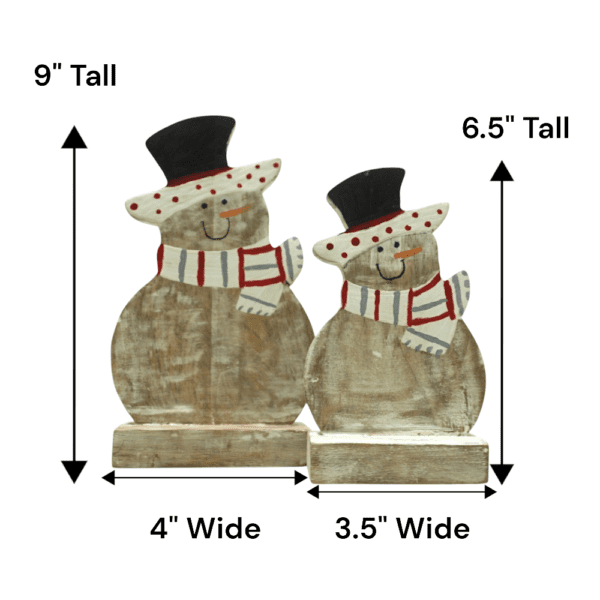 Hand-crafted Set of Two Wooden Snowmen - Image 10