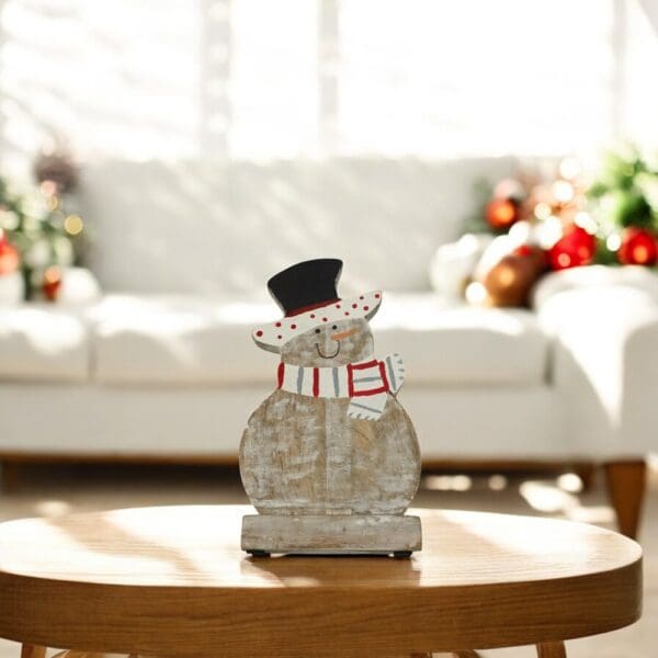 Hand-crafted Set of Two Wooden Snowmen - Image 5