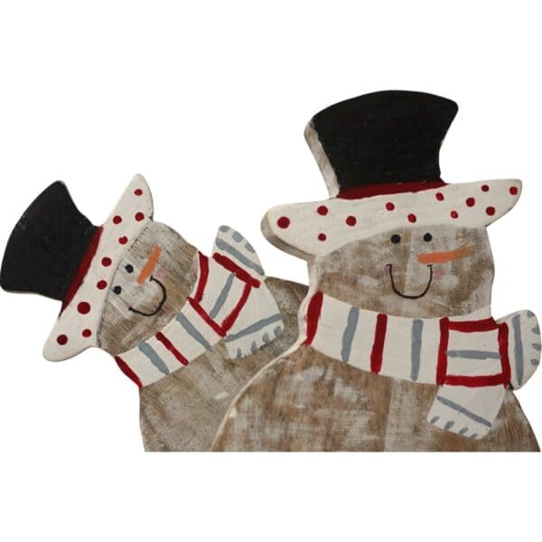 Hand-crafted Set of Two Wooden Snowmen - Image 8