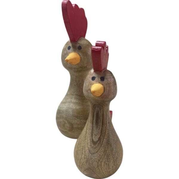 Hand-crafted Set of Two Wooden Chickens - Image 7