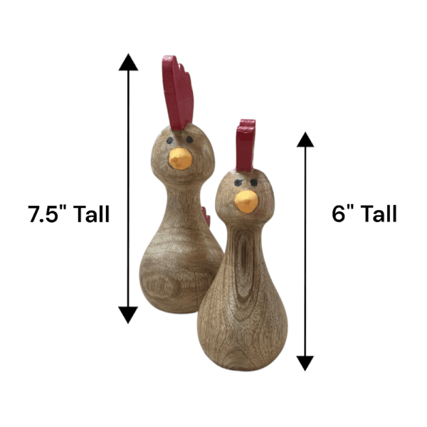 Hand-crafted Set of Two Wooden Chickens - Image 8