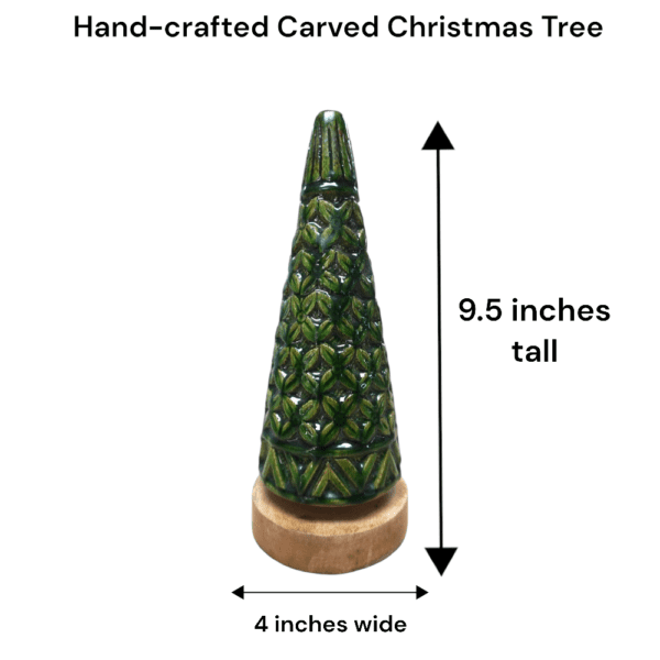 Hand-crafted Carved Wood Christmas Tree - Image 8