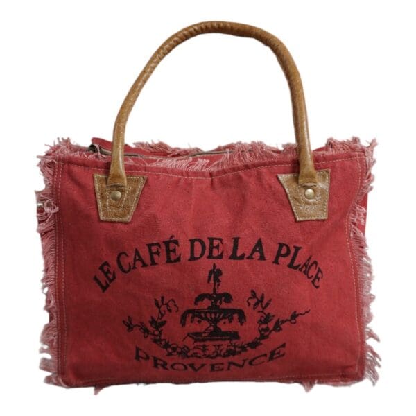 Cotton Canvas Red Tote Bag - Image 2