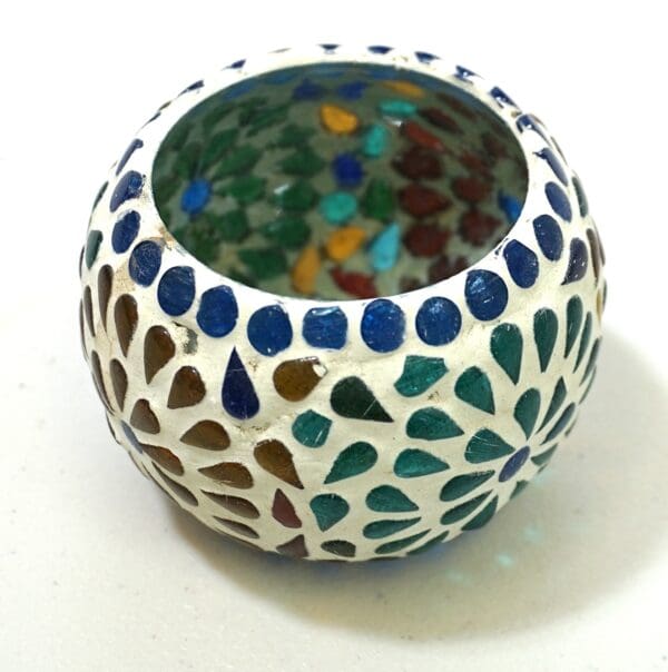 2.5 Inch Multicolor Round Mosaic Glass Candle Holder Set of 3 - Image 3