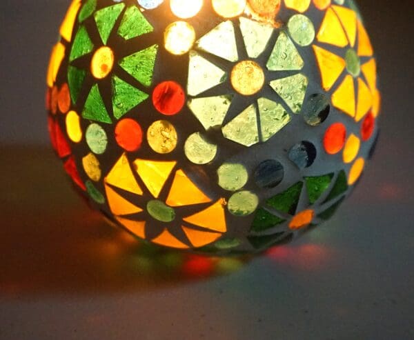 2.5 Inch Multicolor Round Mosaic Glass Candle Holder Set of 3 - Image 7