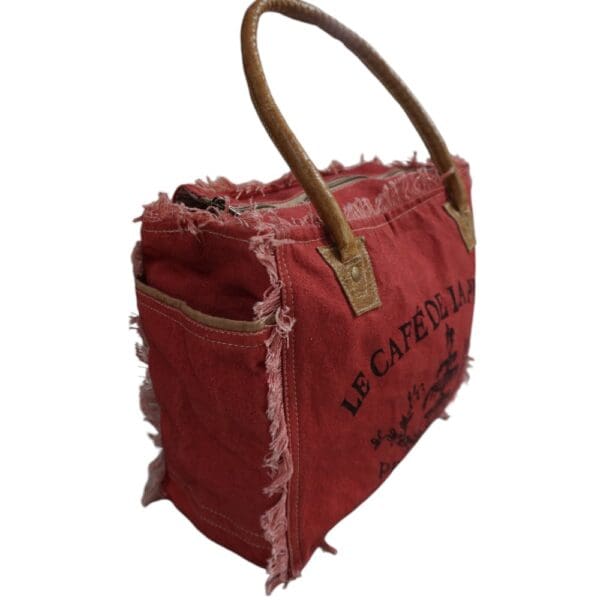 Cotton Canvas Red Tote Bag - Image 5