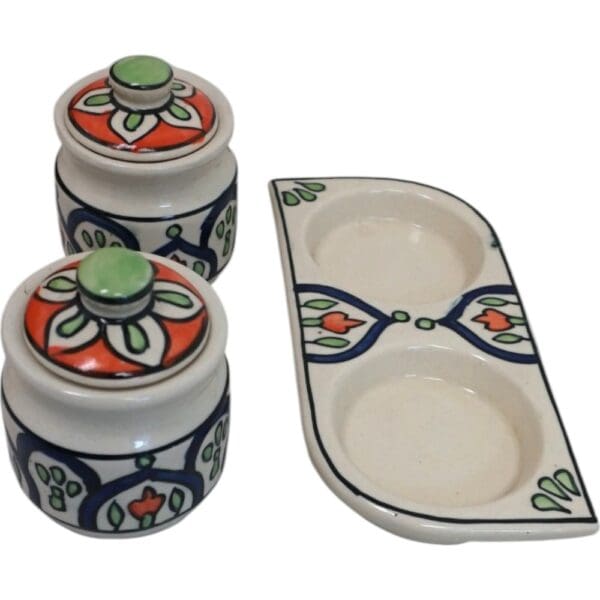 Set of Two Ceramic Pots with a Matching Tray - Image 15