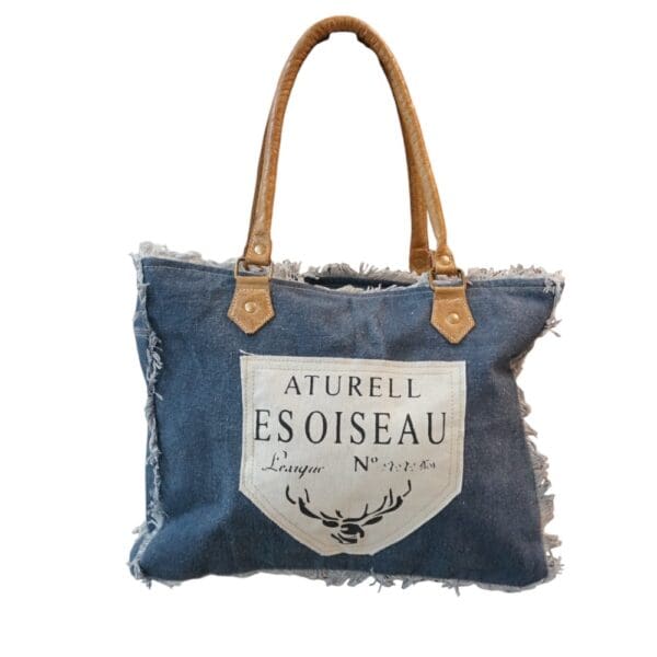 Cotton Canvas Soft Denim Tote Bag - Image 2