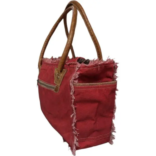 Cotton Canvas Red Tote Bag - Image 6