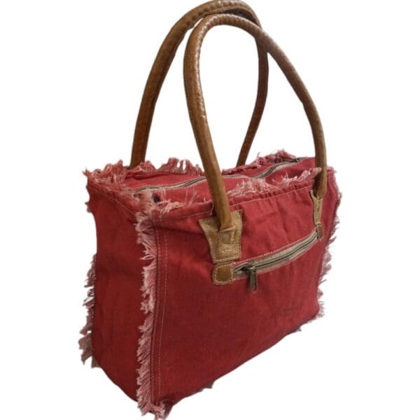 Cotton Canvas Red Tote Bag - Image 7