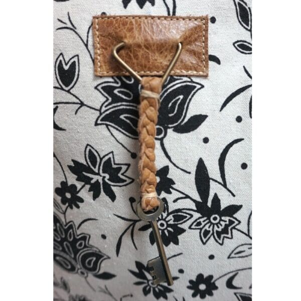 Cotton Canvas Sage Green and Floral Tote Bag - Image 6
