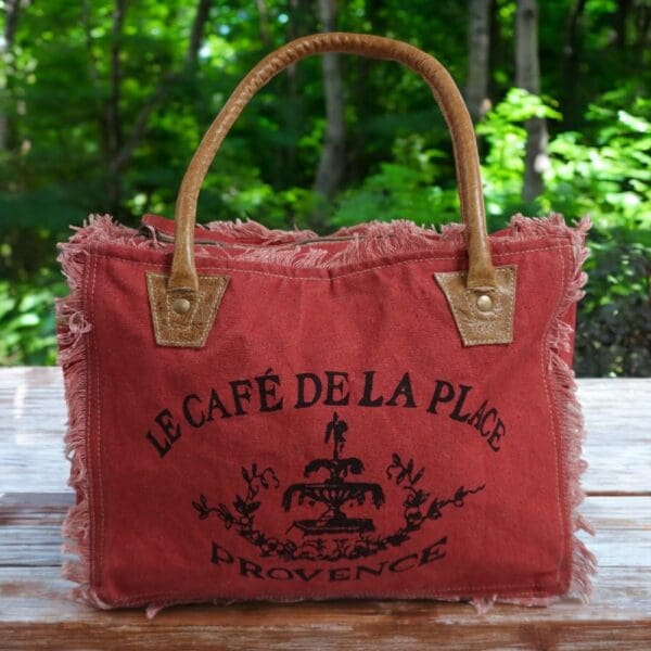 Cotton Canvas Red Tote Bag