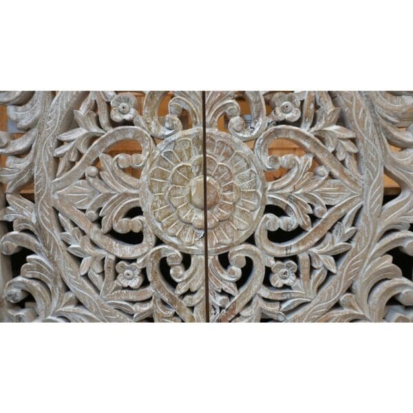 Natural Wood Double Vanity Gorgeous Hand-carved Detail - Image 10
