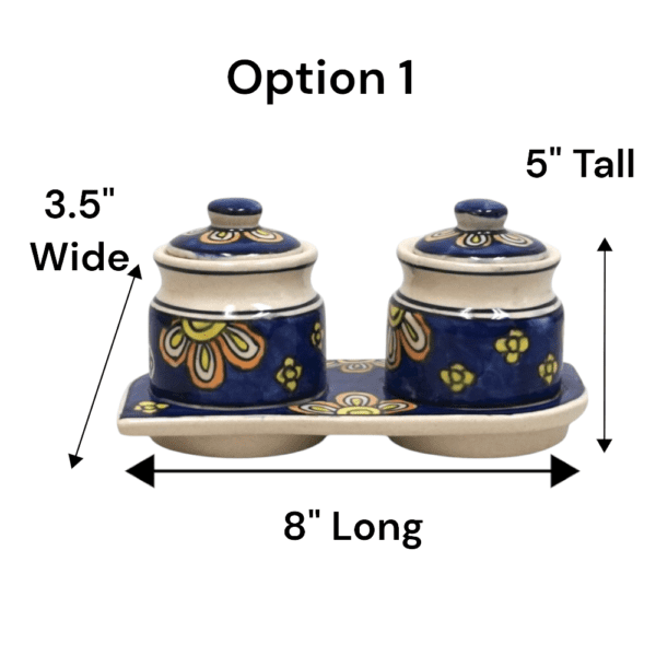 Set of Two Ceramic Pots with a Matching Tray - Image 4